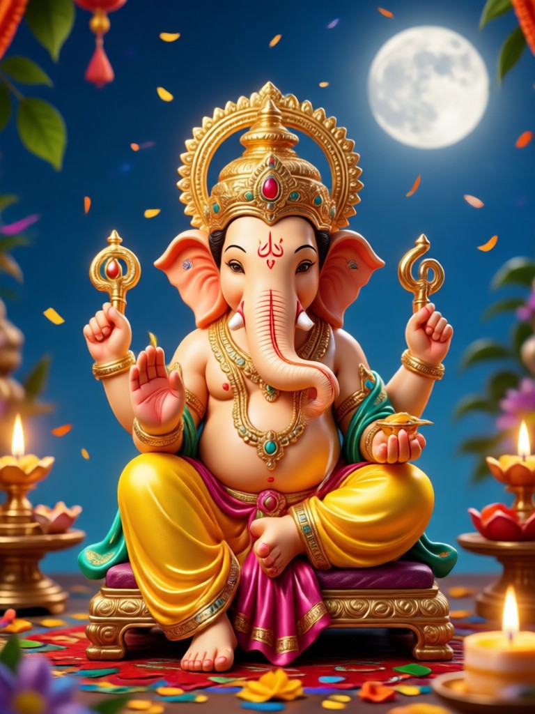 Gambar AI Ganpati gaya seni minimalis modern