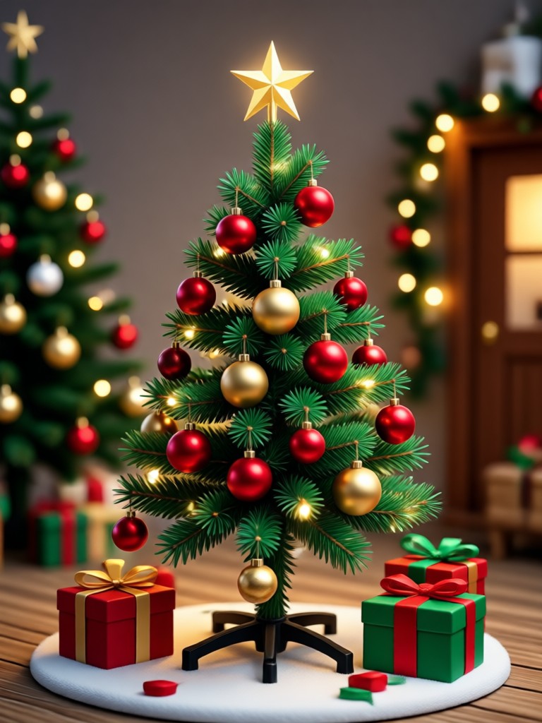Elegant AI Christmas portrait with gold and red effects