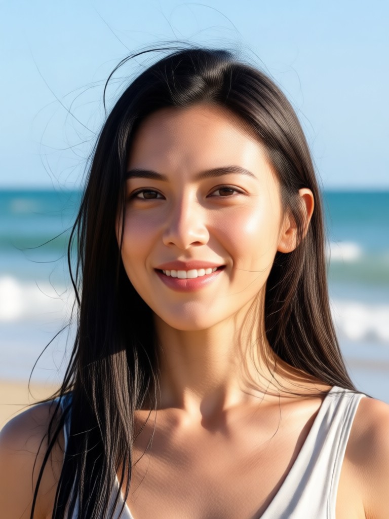 AI beach motorcycle portrait on a phone screen