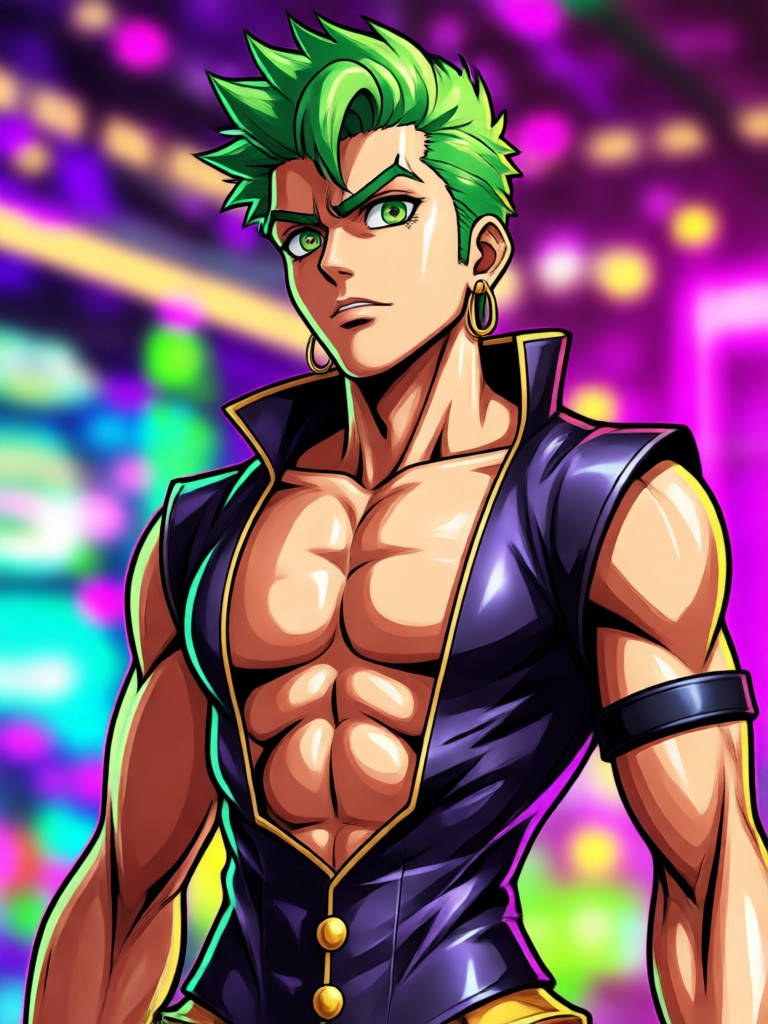 Dynamic action pose generated by AI Jojo filter