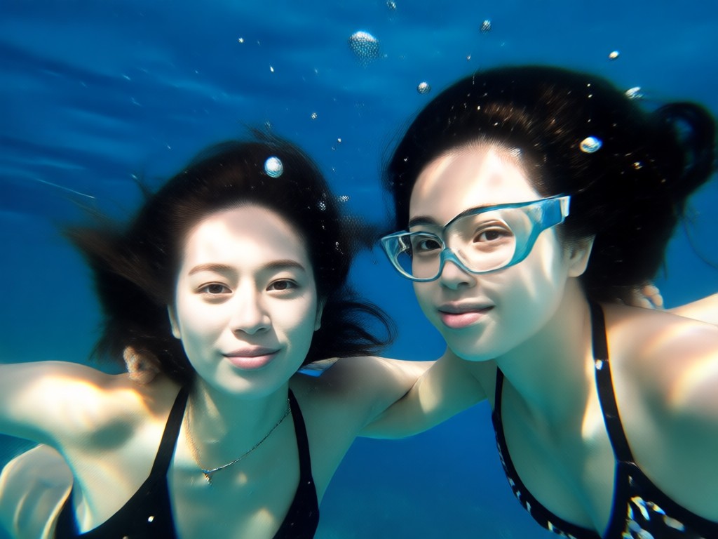 Romantic ethereal underwater couple portrait with soft lighting