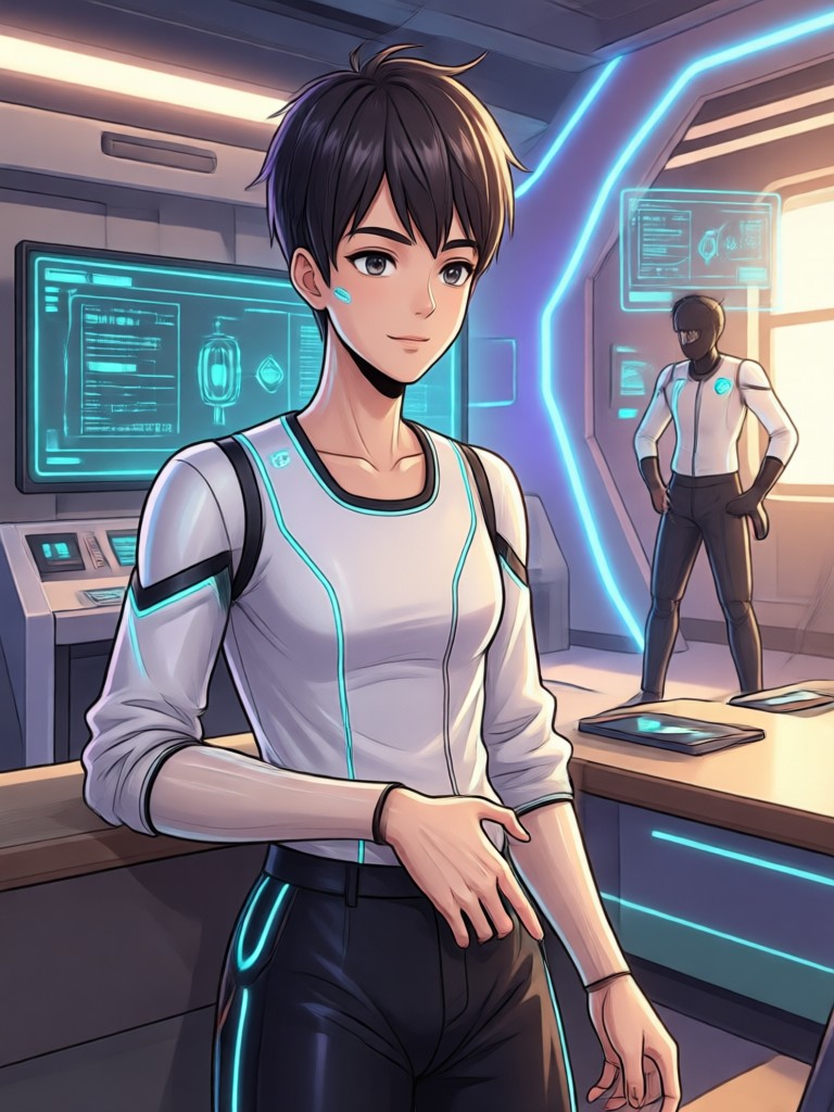Ghibli style soft boy AI character