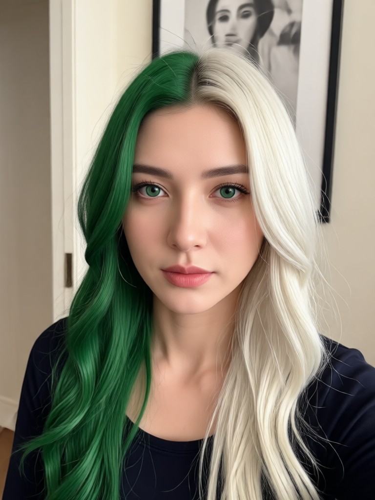 AI hair color change with natural copper red tones