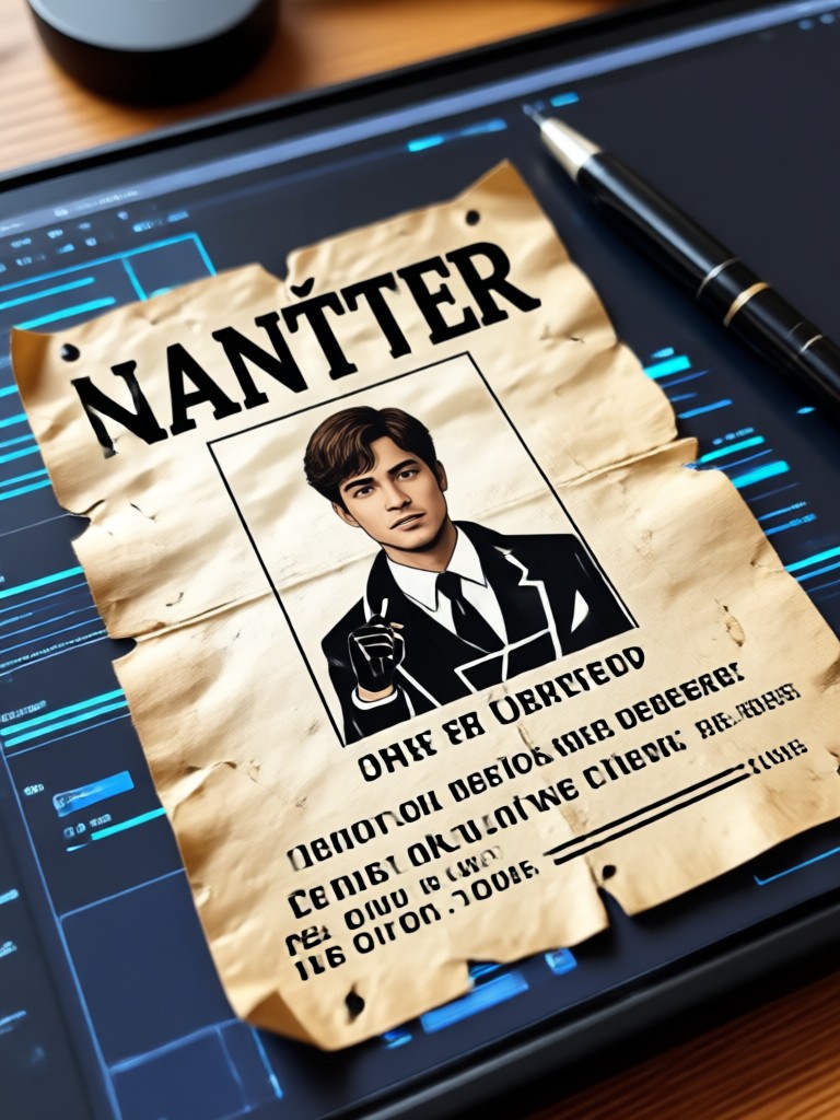 Police mugshot style wanted poster