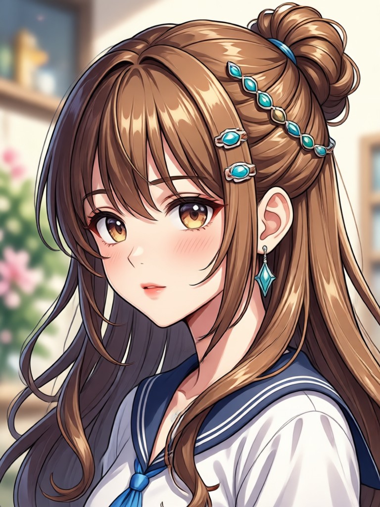 fantasy elf with intricate braids anime hair
