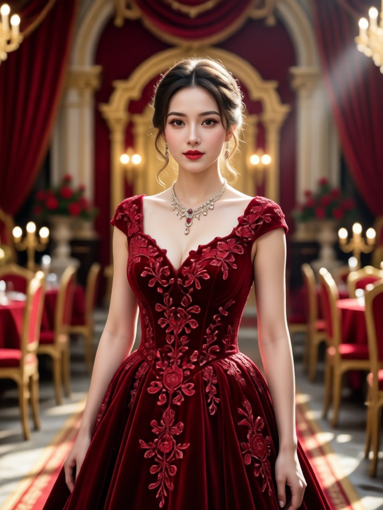 Modern mermaid style red dress AI generation