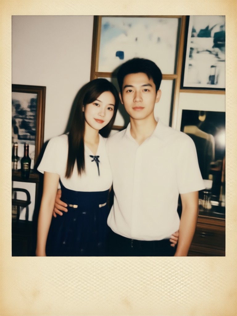 Vintage Polaroid couple photo generator app preview