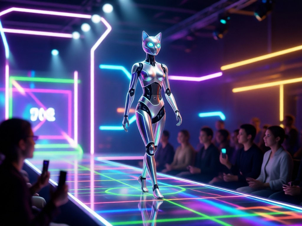 Diseño de escenario de pasarela futurista generado por IA