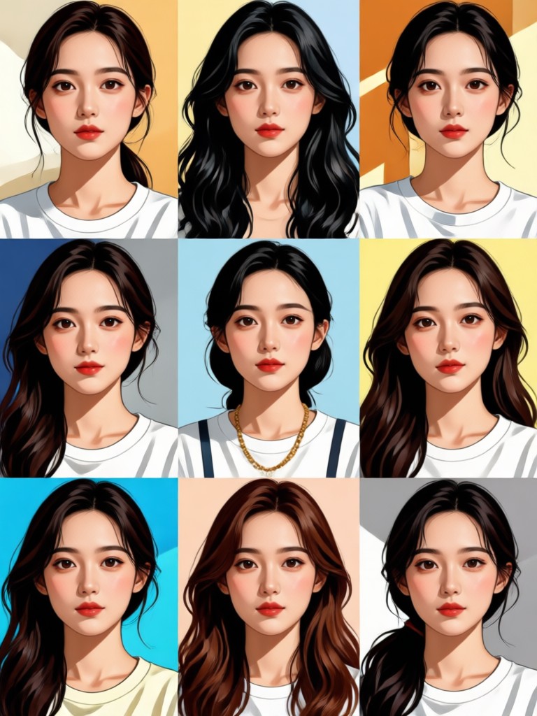 Fantasy themed nine grid portrait with effects