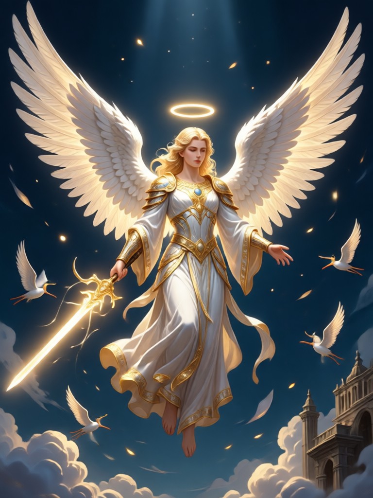 Classic Renaissance style angel painting