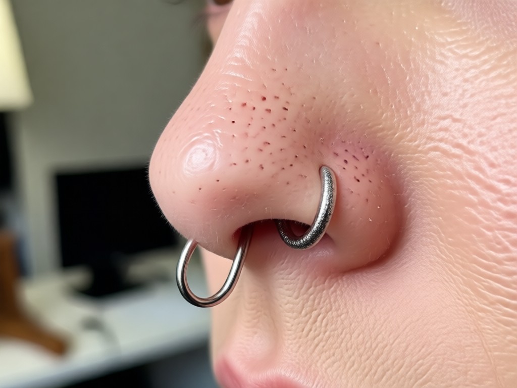 Galeria de diferentes estilos de anéis e piercings no nariz