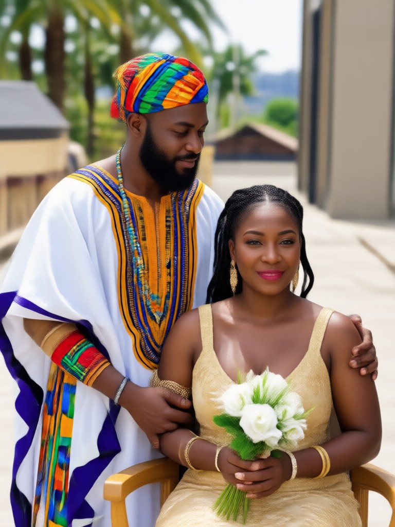 Mobile app showcasing an African traditional couple photo generation