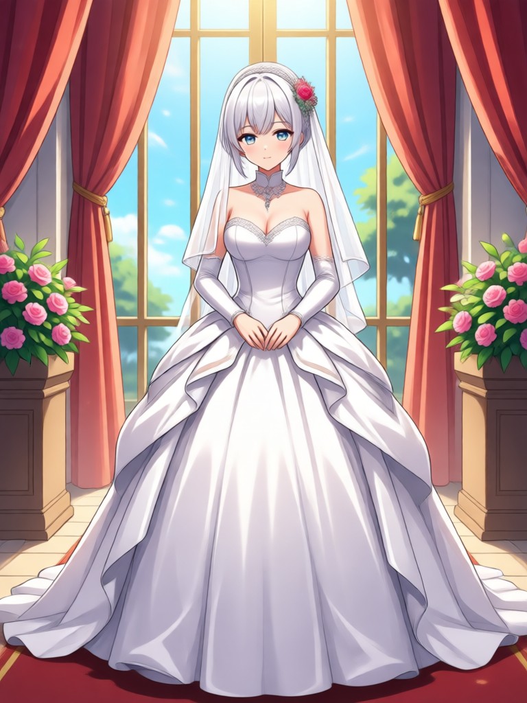 Warrior anime bride in armor dress