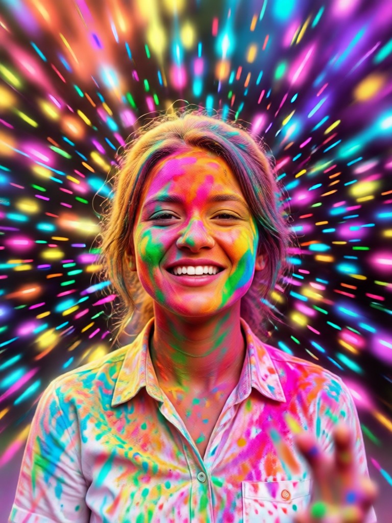 AI generated Holi celebration with dancing subjects