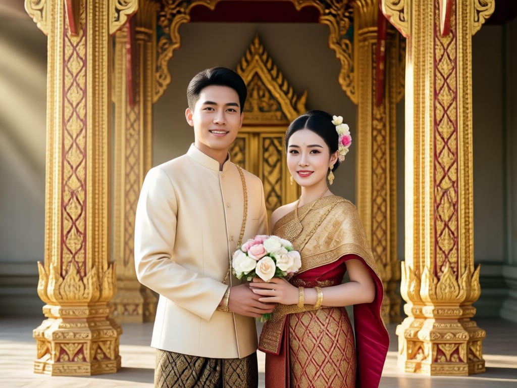 AI transforming a modern couple photo to traditional Thai