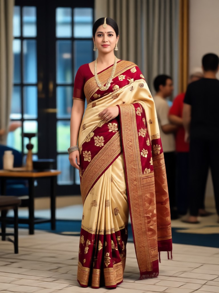 Sari de georgette moderno con diseño contemporáneo de blusa