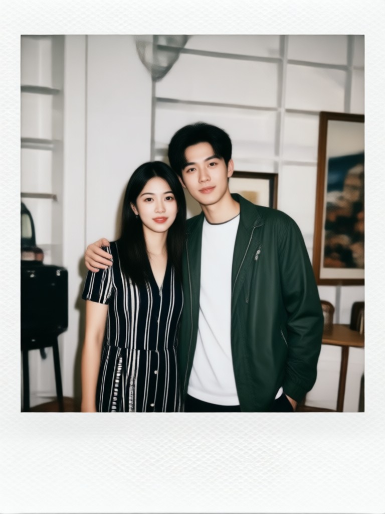 Mobile phone showing the Polaroid couple photo generator app