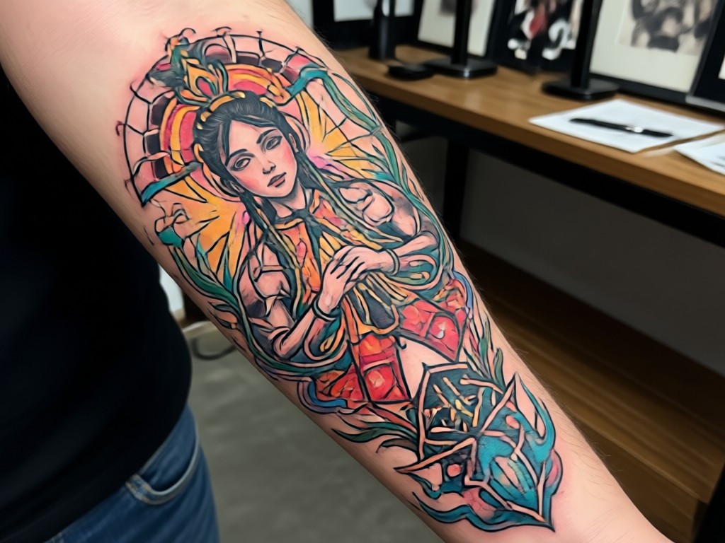 Various tattoo art styles like traditional and geometric