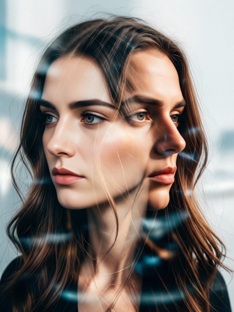 AI generated double exposure blending generations family portrait