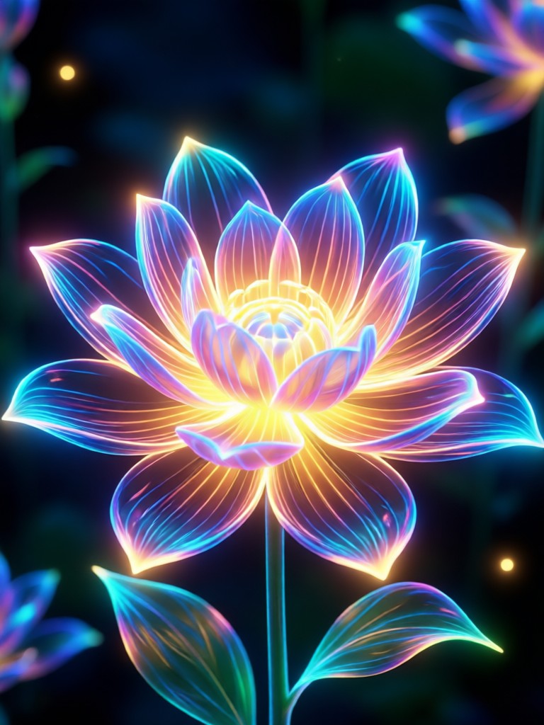 Macro photo with ethereal blue bloom