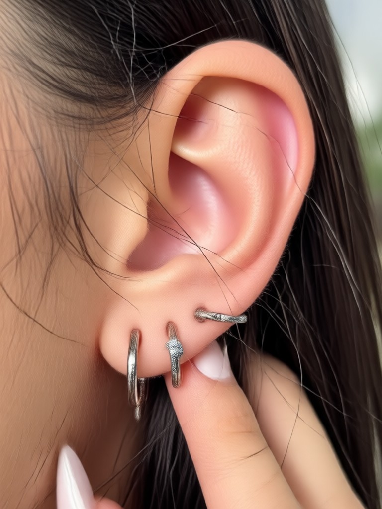 Multiple ear piercing layout