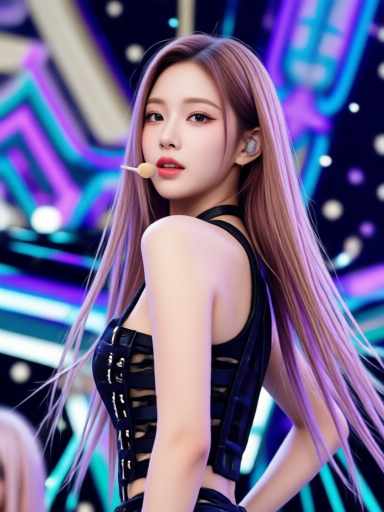 특수 효과가 있는 AI 판타지 K-Pop 아이돌