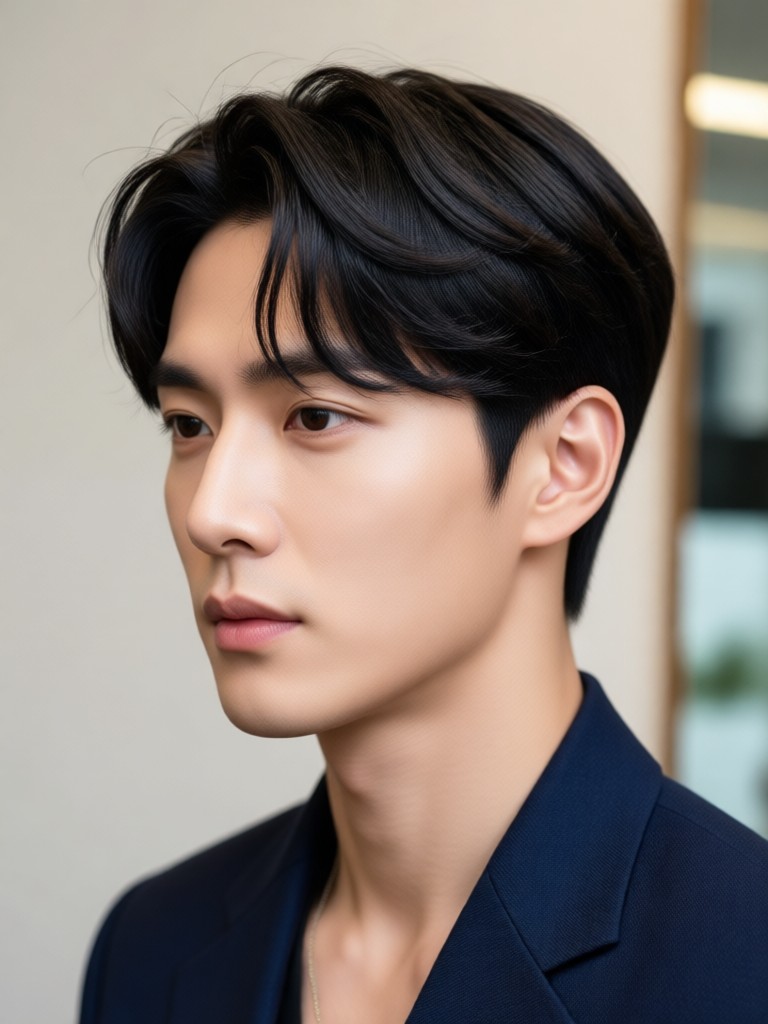 Wolf cut Korean male hairstyle generated