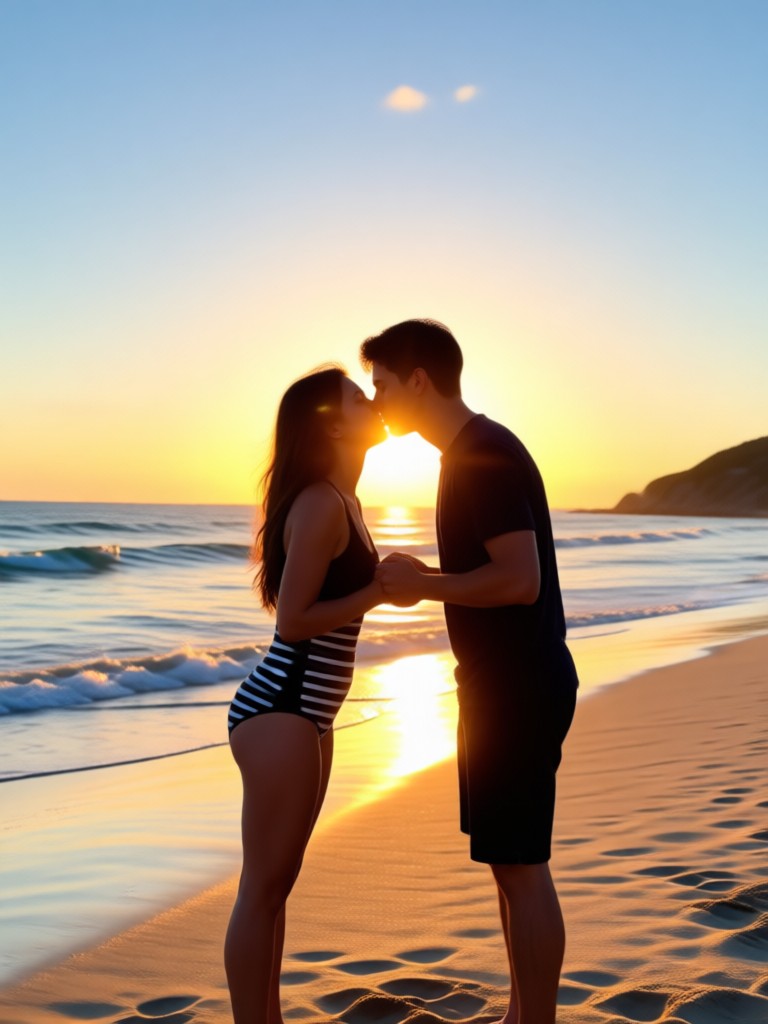 Cinematic black and white beach kiss video