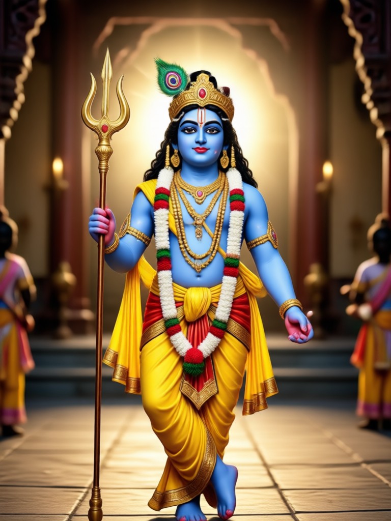 Krishna portrait with vibrant festival colors