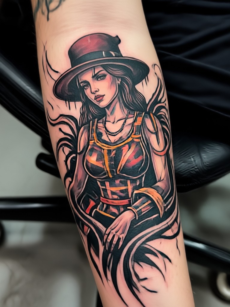 Realistic portrait tattoo with photorealistic shading