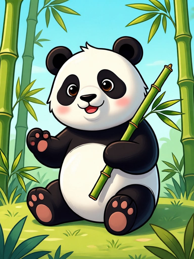 Panda family cartoon illustration