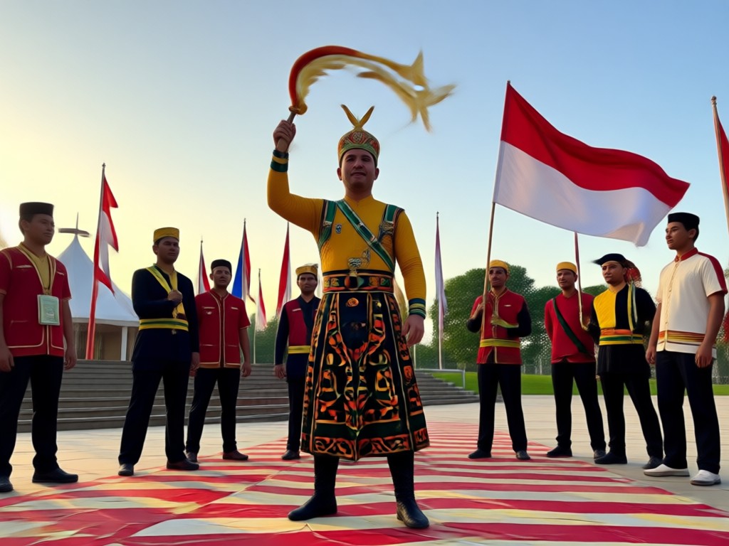 AI menambahkan warna bendera Indonesia dan simbol ke potret