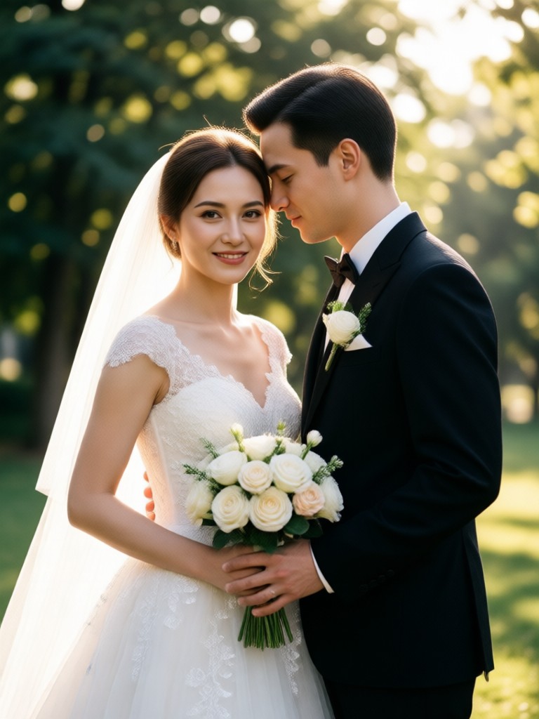 Pareja de boda con IA en estilo acuarela pintado