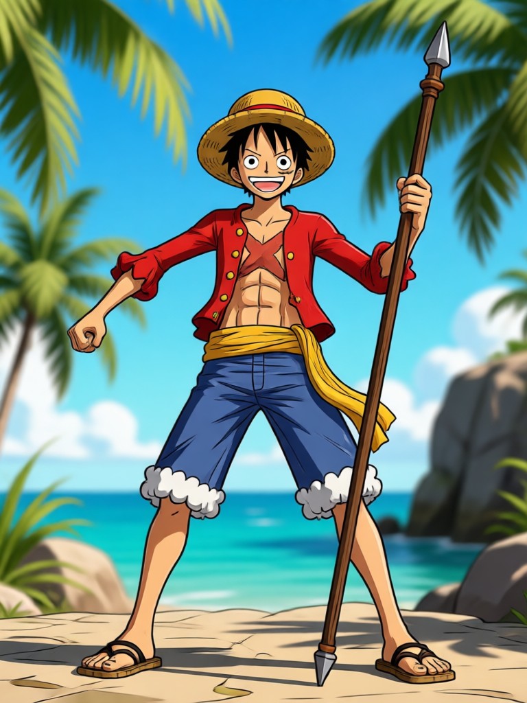 Personagem gigante inspirado no design do mundo de One Piece