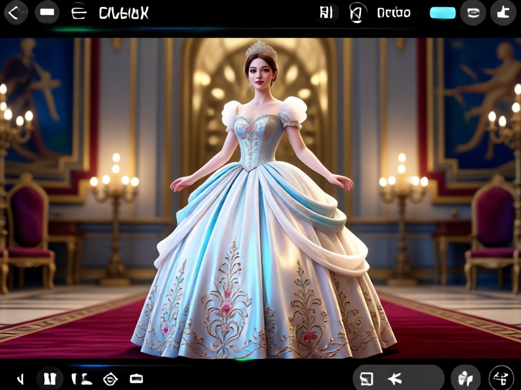 AI generated princess in a castle scene with full background