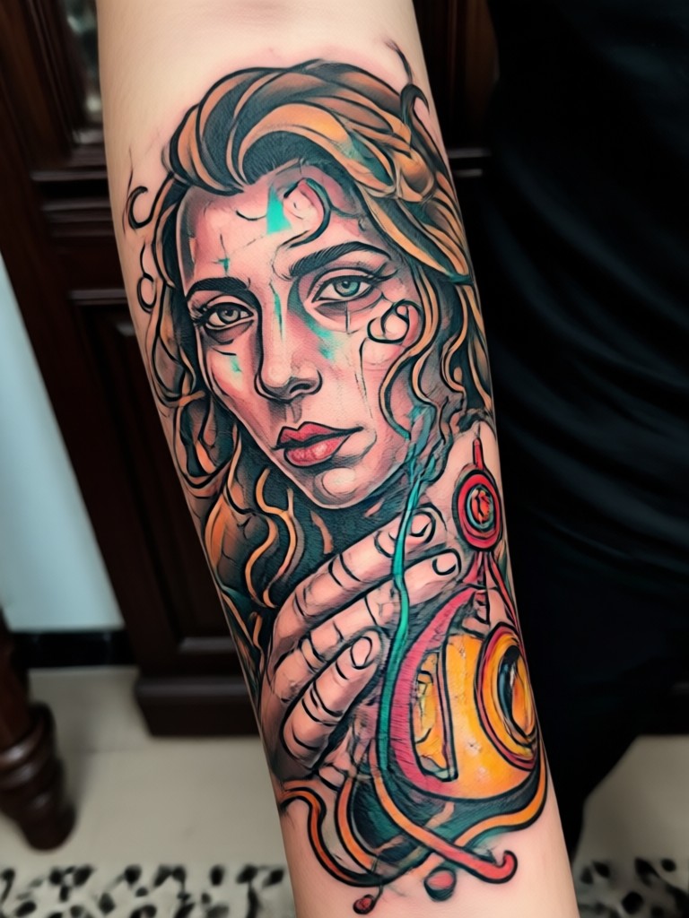 Neo traditional rose and dagger design