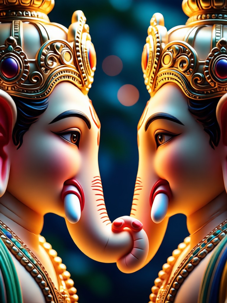 AI generated Ganpati portrait with flowers