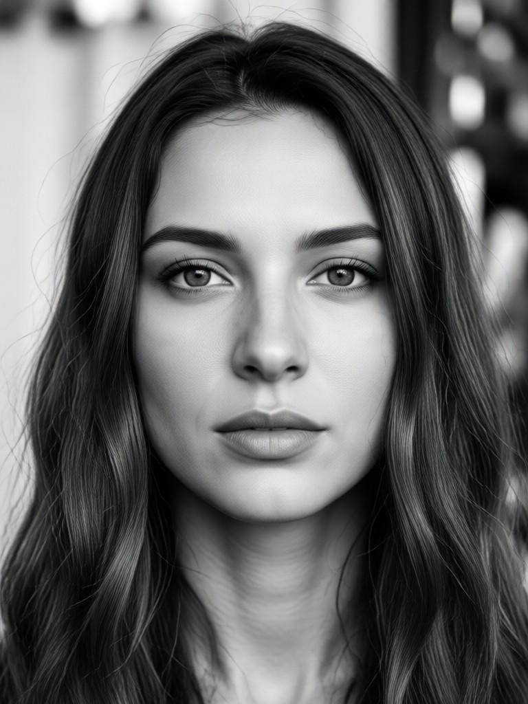 Vintage style AI monochrome portrait grain effect