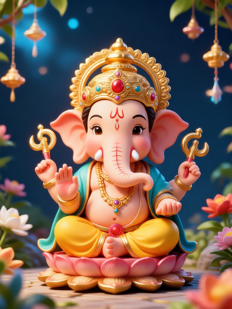 Baby Ganesha Playing Flute