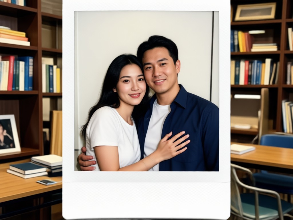 Close-up showing realistic film grain on an AI Polaroid