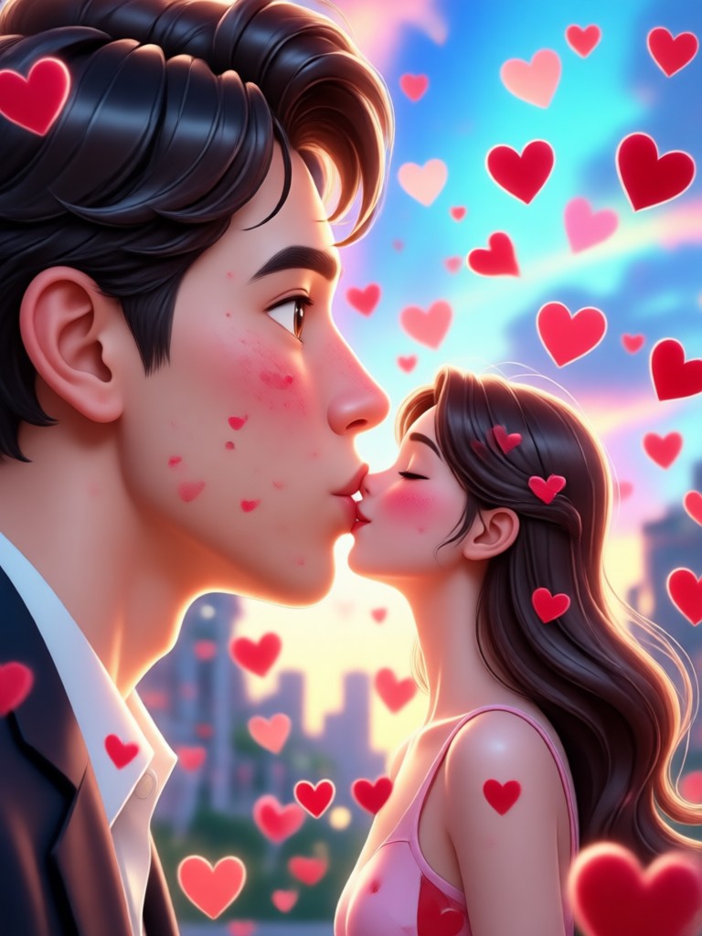 Video de San Valentín con IA con efectos brillantes