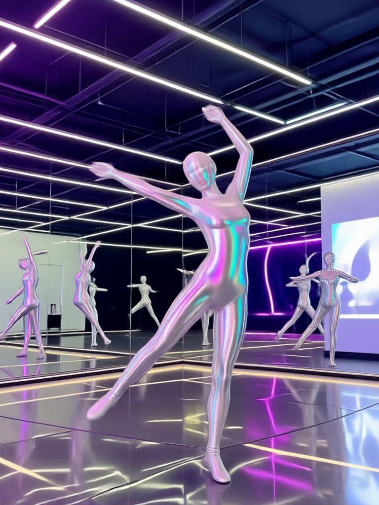 Mobile phone showing AI Mirror Dance app interface