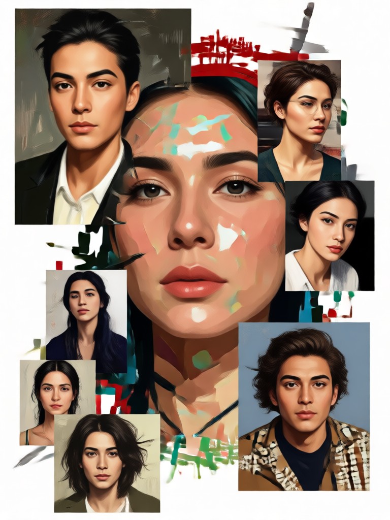 Dramatic split screen portrait collage for social media