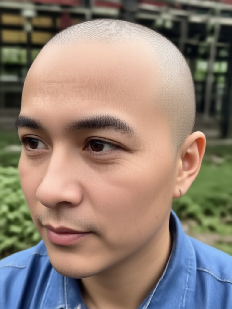 AI bald filter result showing head shape