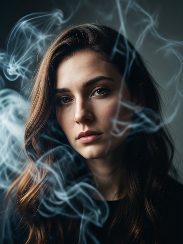 primer plano de retrato con sutiles acentos de humo