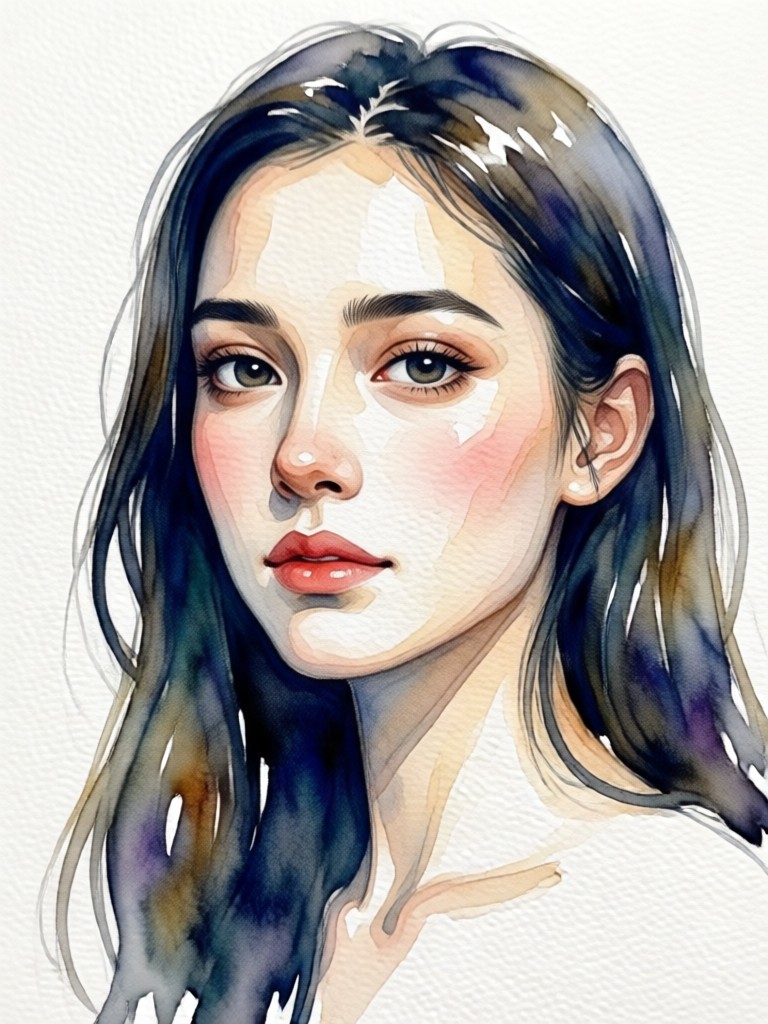 생동감 있고 추상적인 수채화 인물화 효과