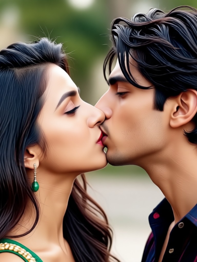 Mobile app interface for Bollywood kiss video generator