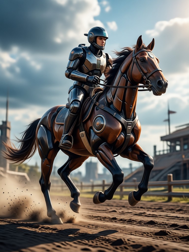 AI western cowboy horse riding effect