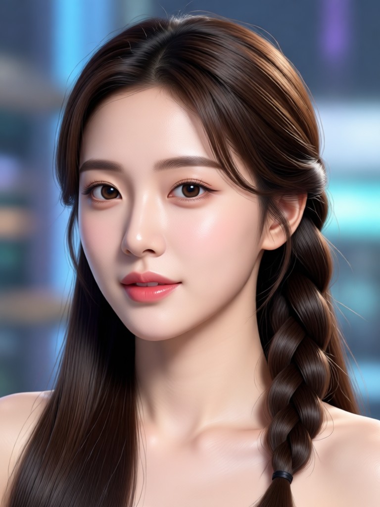 AI Korean hairstyle for long hair with layers