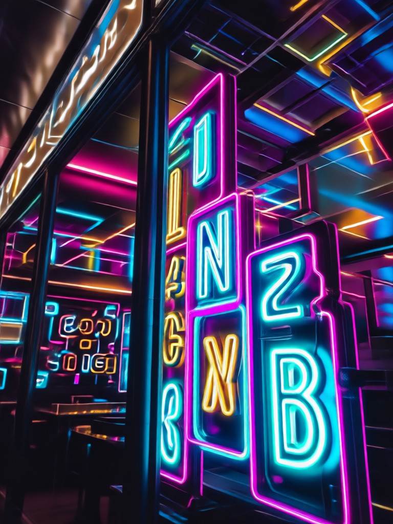Portrait with pink and blue neon light effect